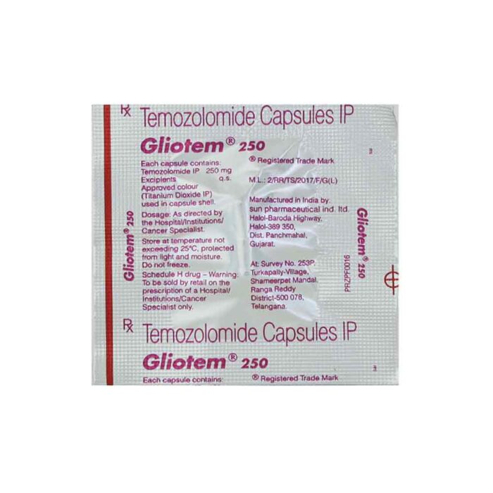 Temozolomide bulk exporter Gliotem 250mg, Capsule Third Party Manufacturer